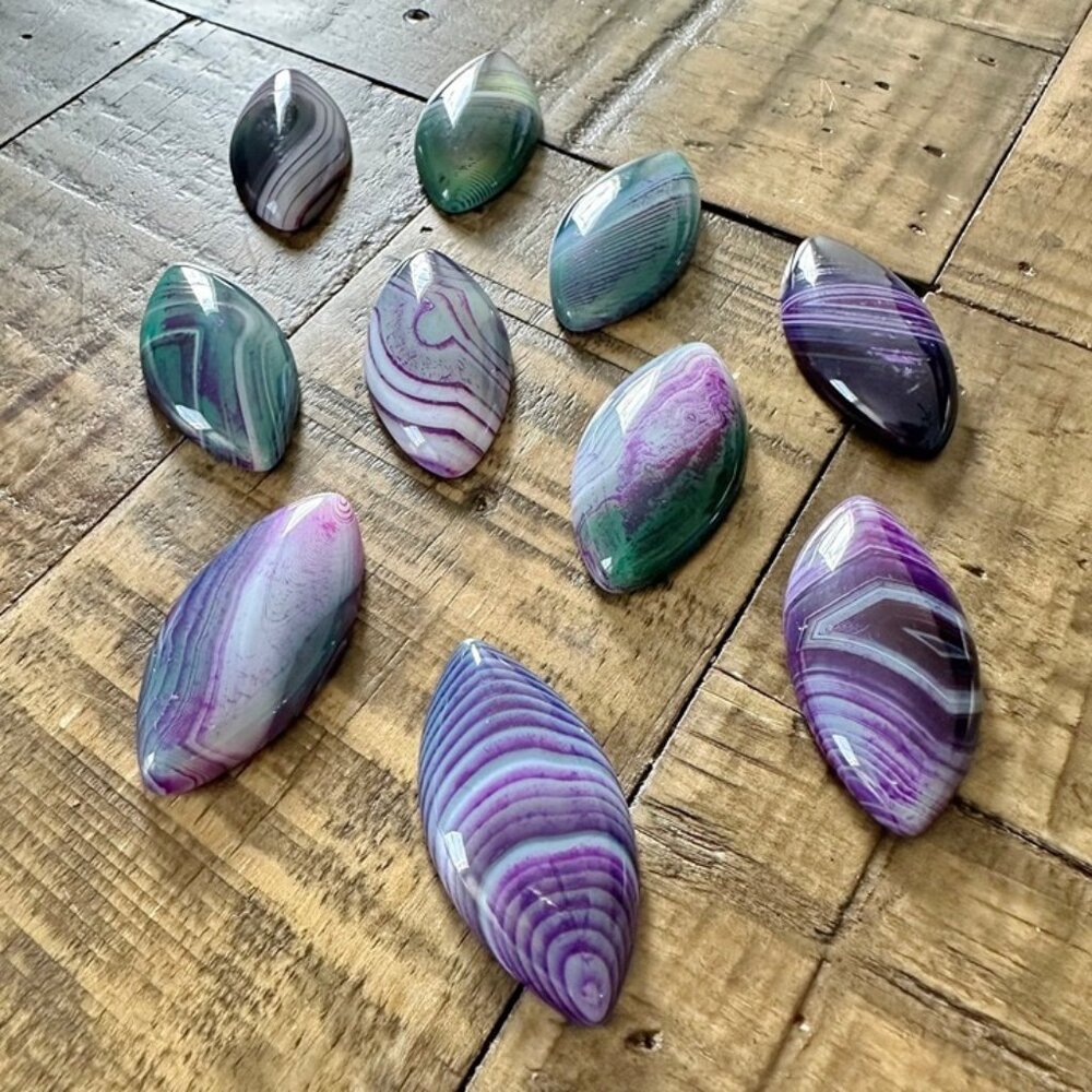 40x20mm Horse Eye Shaped Banded Agate Cabochon